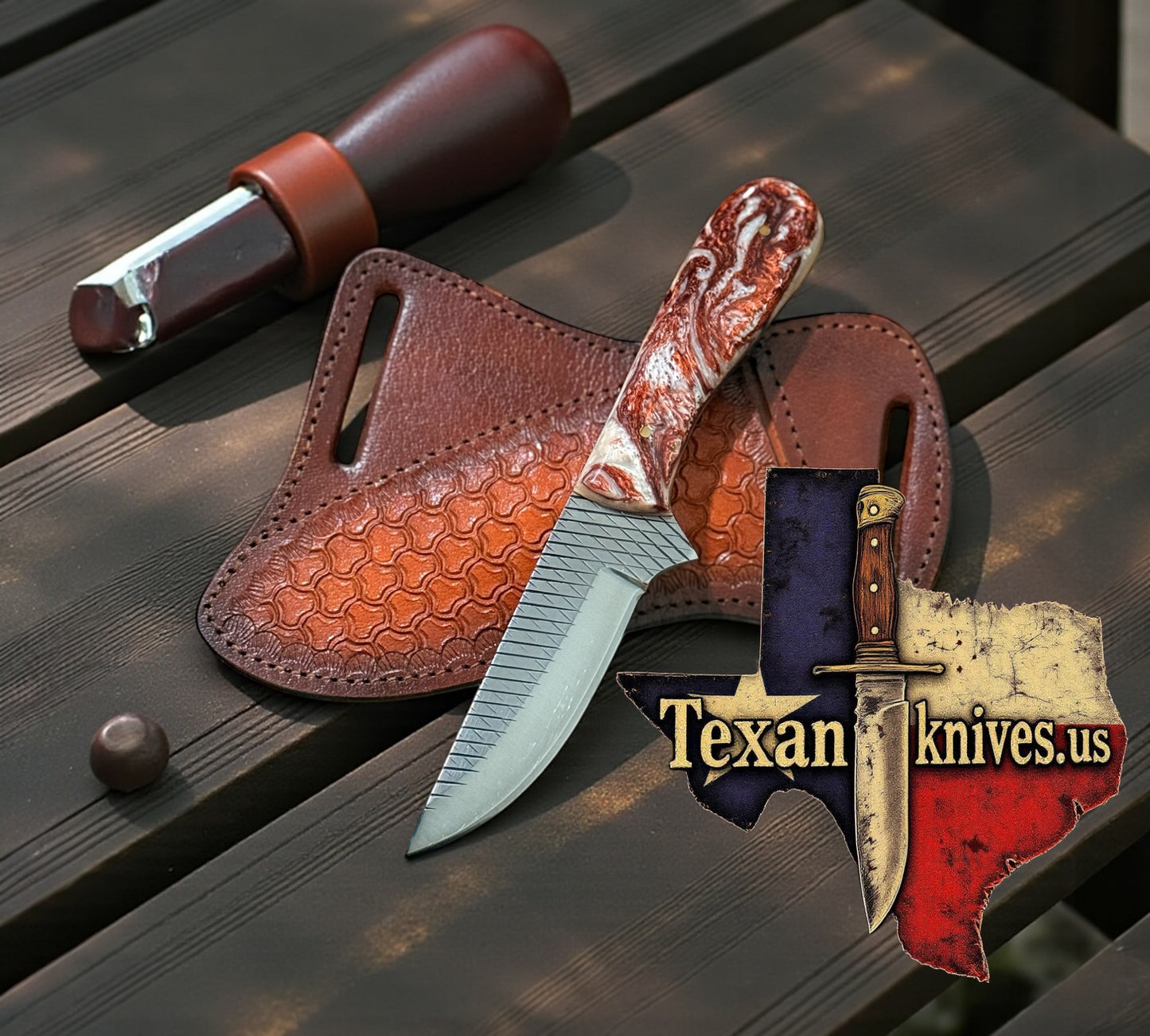 Everyday Carry Belt Knife – 8" Epoxy Resin Handle, Rugged & Stylish