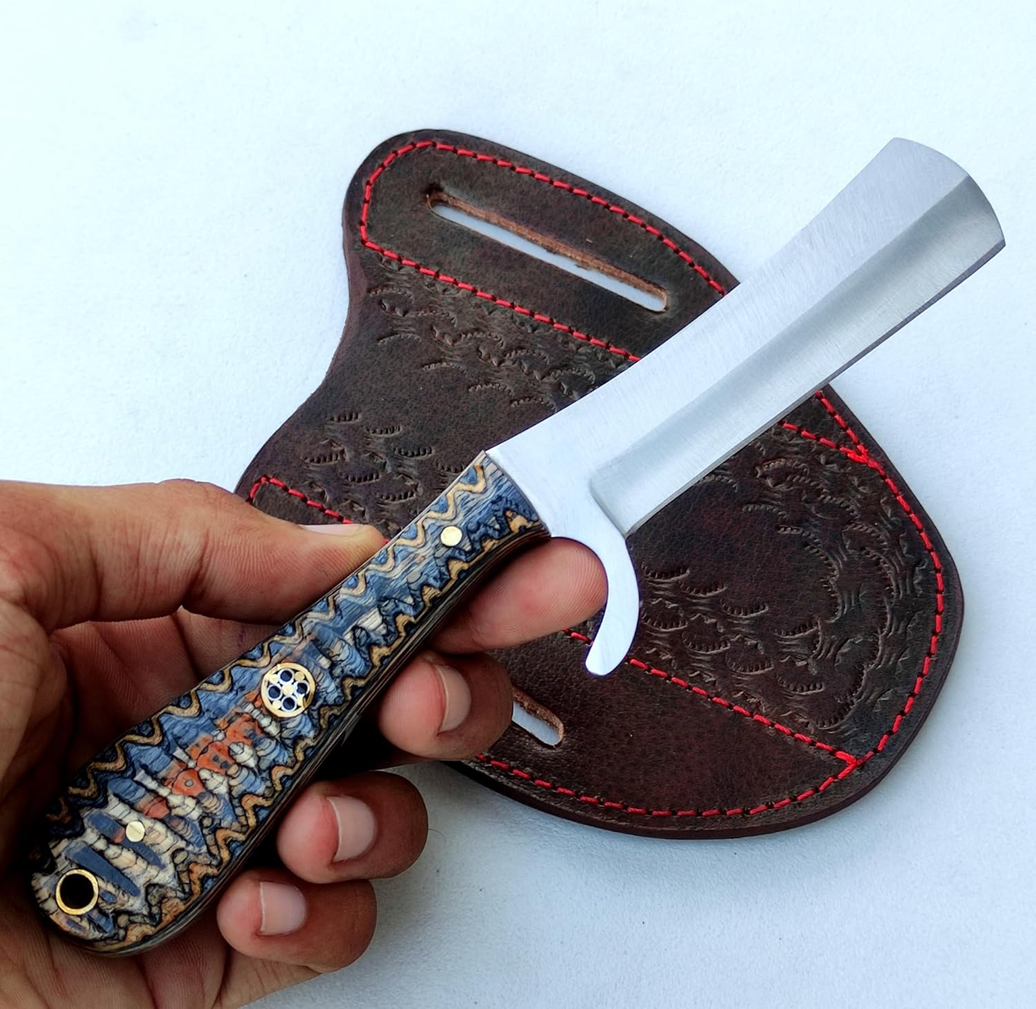 Cowboy Bull Cutter Knife with J2 Steel Blade and Pakkawood Handle