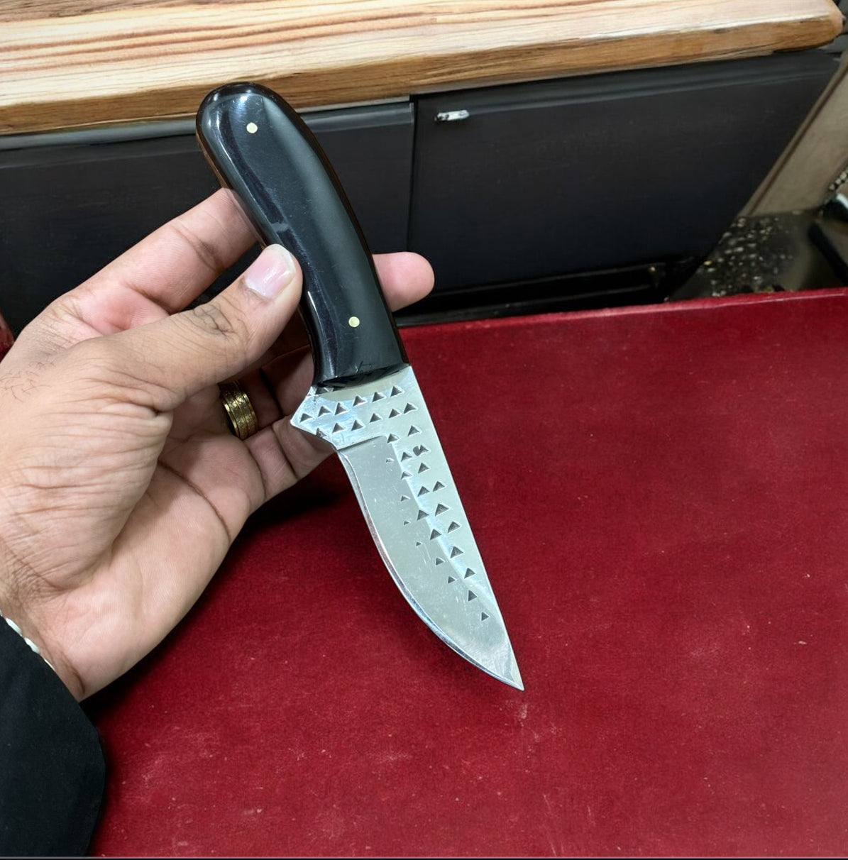Premium Handmade Cowboy Belt Knife – Rasp Steel Blade & Buffalo Horn Grip