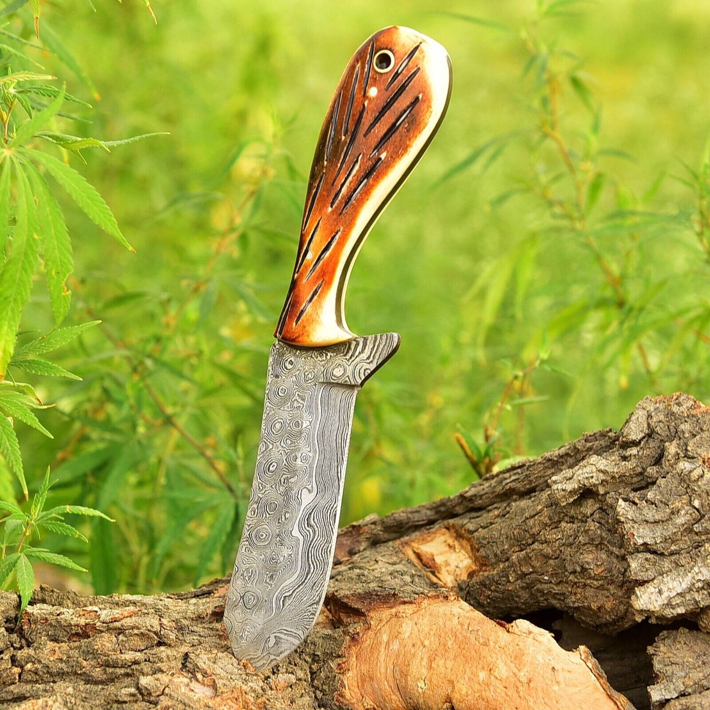 Handmade Whisky Bent Knife with Leather Sheath