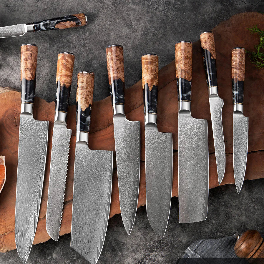 Damascus Steel Kitchen Knives & Knife Sets