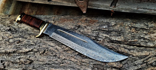 Damascus steel Bowie knife