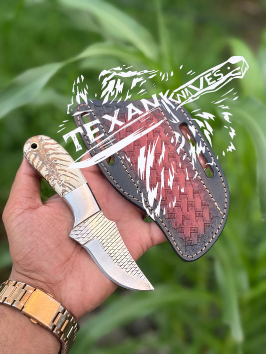 Belt Knives with Sheath – 6" Rasp Tool Steel Blade with Epoxy Resin Pine Cone Handle & Steel Bolster


