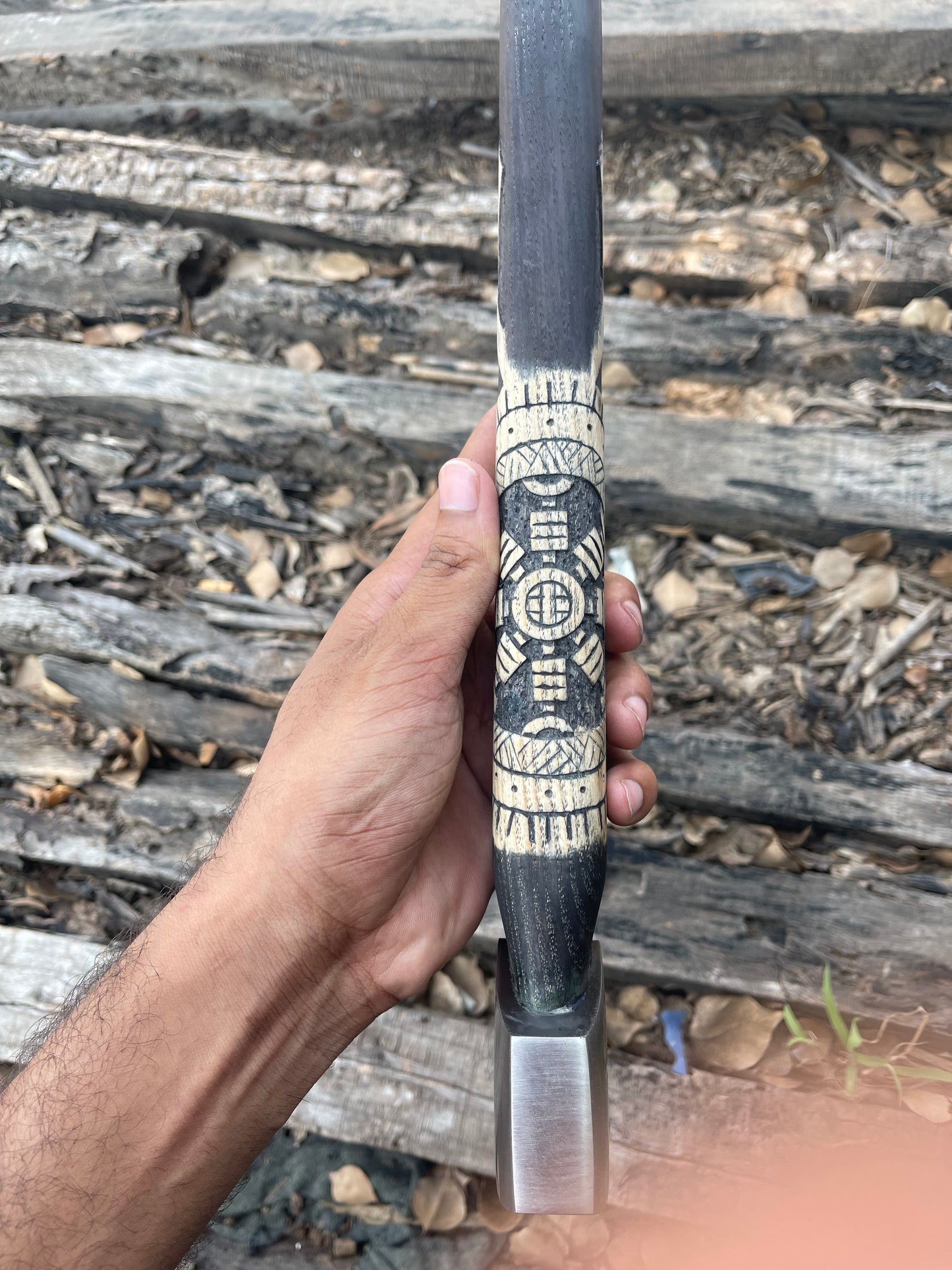 Norse Axe – 20” Hand-Forged High Carbon Steel Blade with Engraved Wooden Handle & Leather Sheath