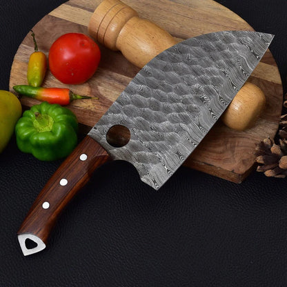 Custom Handmade Damascus Steel Cleaver Heavy Duty Chopper Chef Kitchen Knife Damascus Steel Cleaver