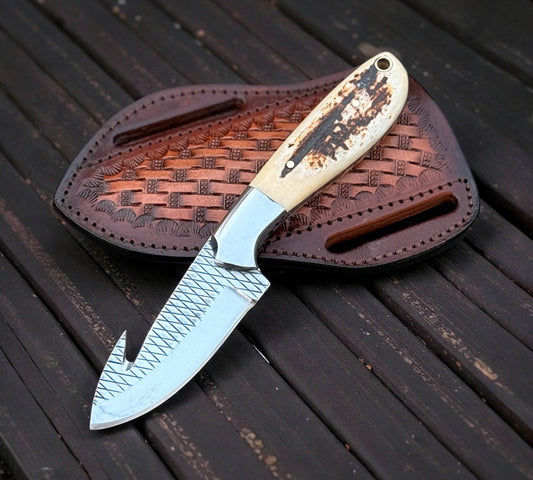 Best Ranch Knife – 7” Handmade Rasp Tool Steel Blade with Camel Bone Handle