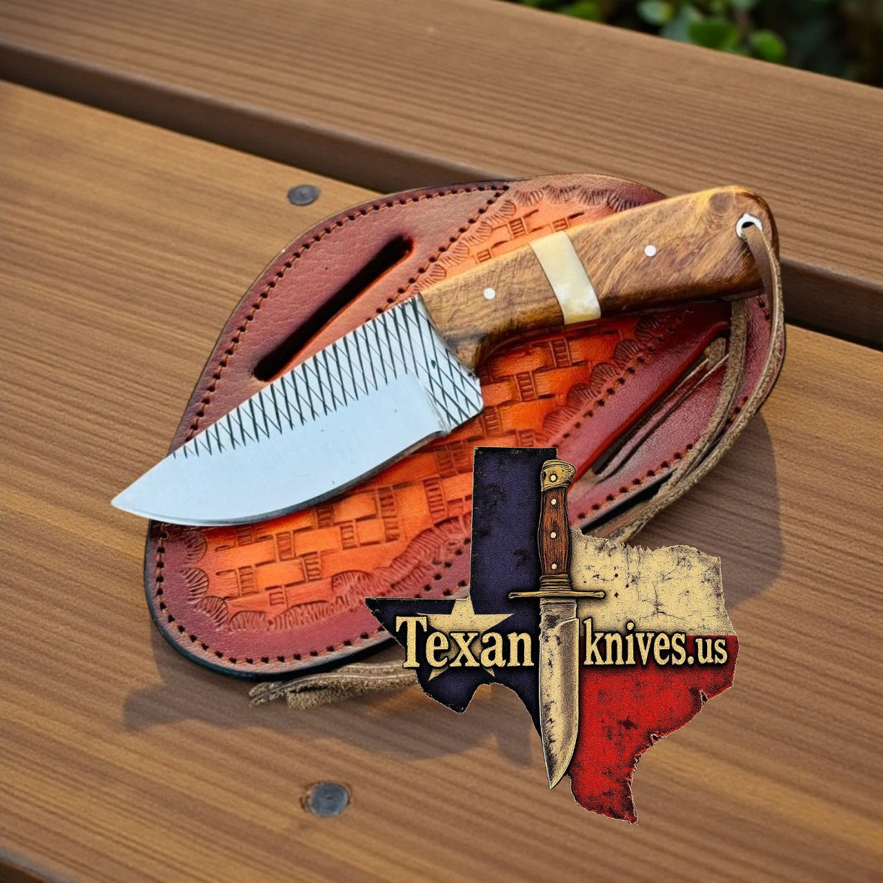Traditional Cowboy Knife – 7" Handmade Rasp Steel Blade with Bone & Rosewood Handle