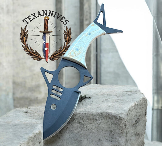 Custom Handmade J2 Steel Field Dressing Knife – 6" Compact Blade with Epoxy Resin Handle & Leather Sheath