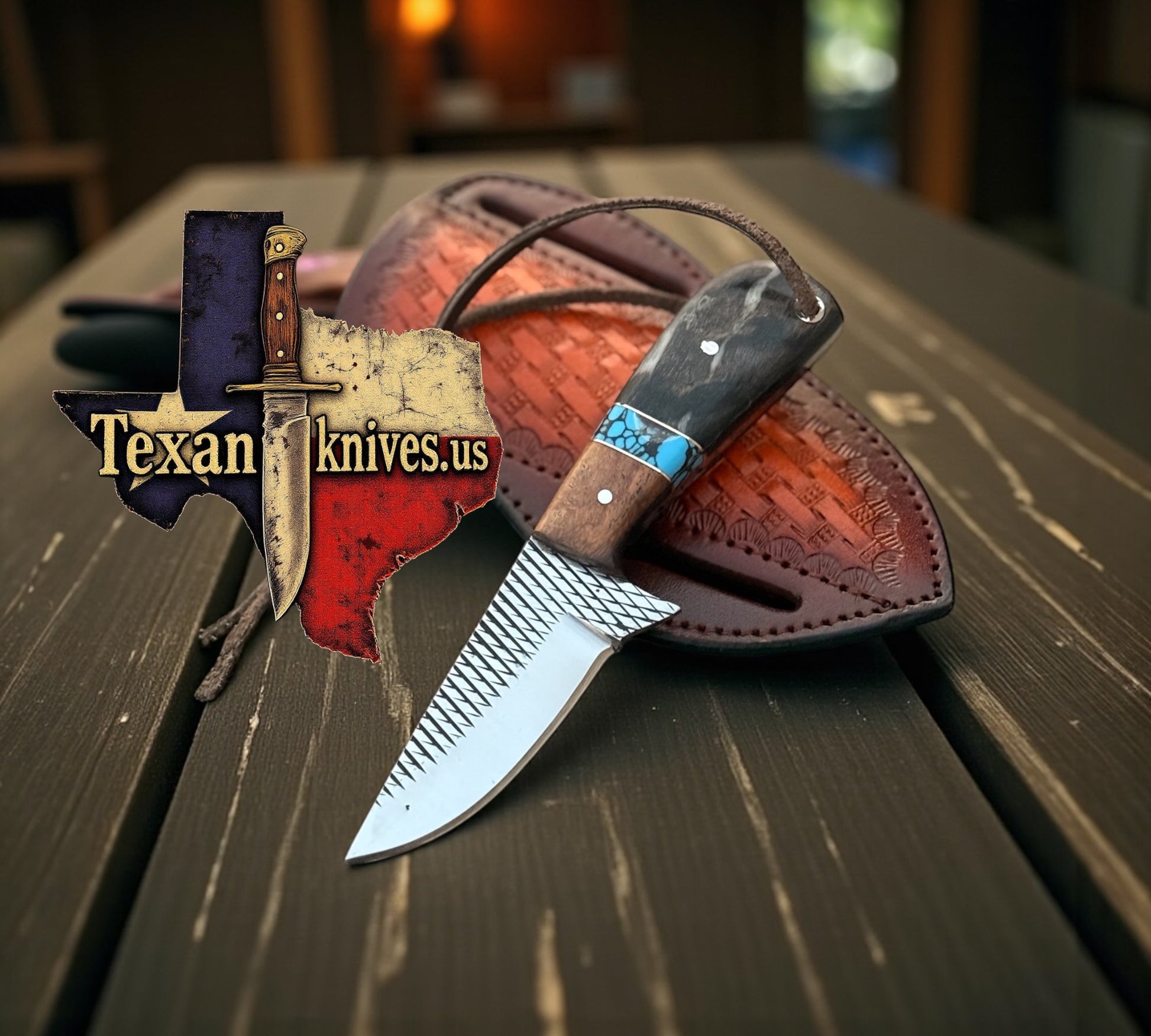 Small Cowboy Knife with Belt Sheath – 3" Rasp Steel Blade & Sheep Horn Handle