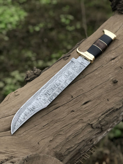 Custom handmade Damascus steel bowie knife