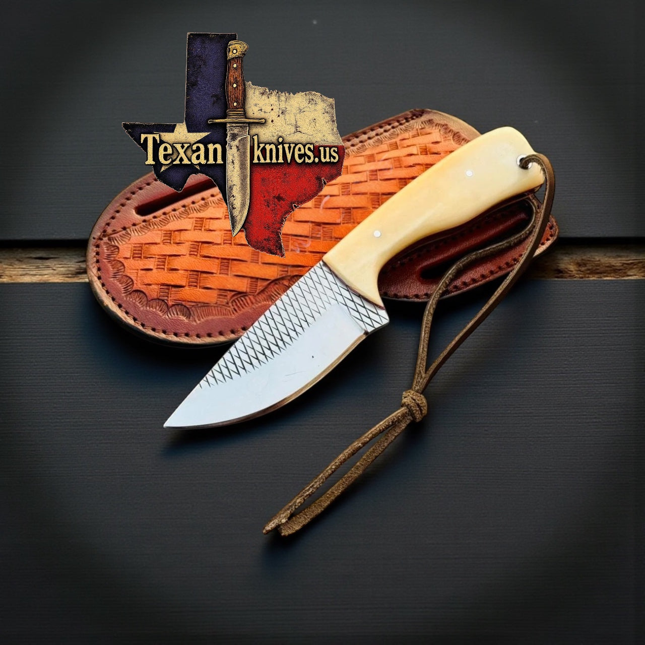Premium Rasp Steel Skinning Knife – 7.1" Bone Handle with Leather Sheath