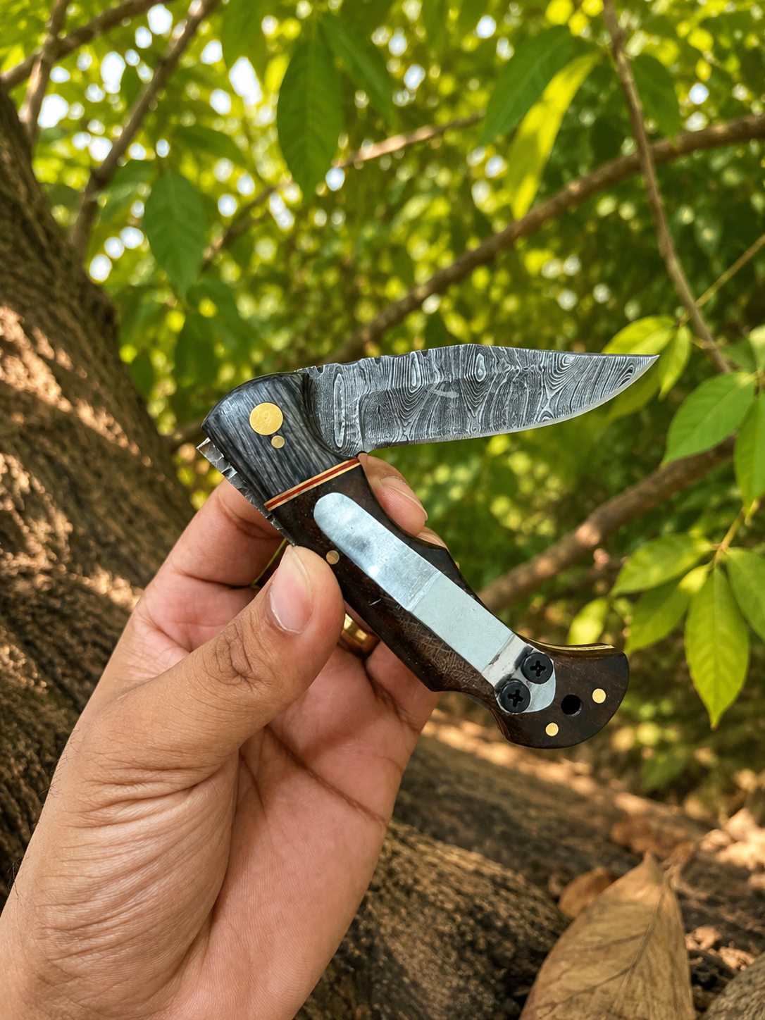 Traditional Pocket Knives – 6" Handmade Rosewood or Pakkawood Handle with Leather Sheath