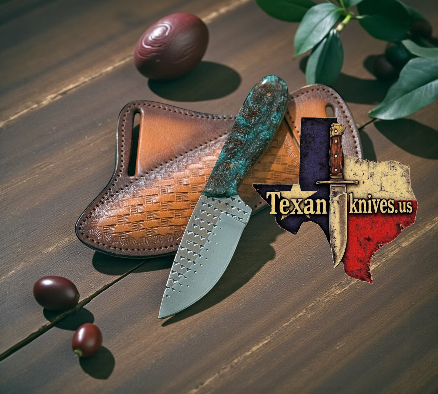 Handmade Western Knife & Sheath – 7.75" Rasp Steel with Epoxy Handle