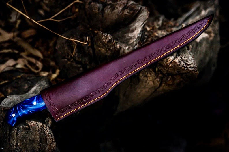 Custom Handmade Angling Knife – Damascus Steel Blade & Resin Handle | Premium Fishing Gear 2025
