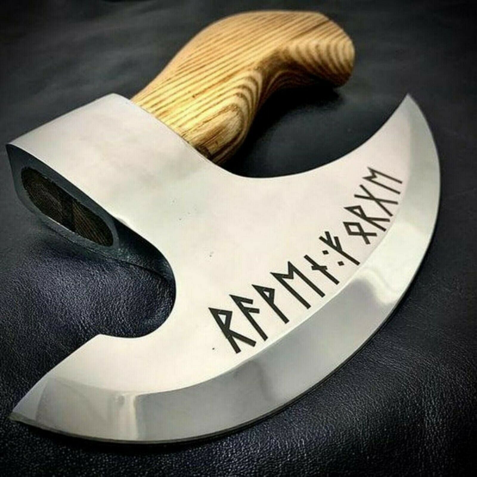 Axe pizza cutter with leather sheath and J2 steel blade