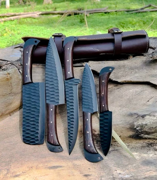 Best budget knife set with forged stainless steel blade and wenge wood handle
