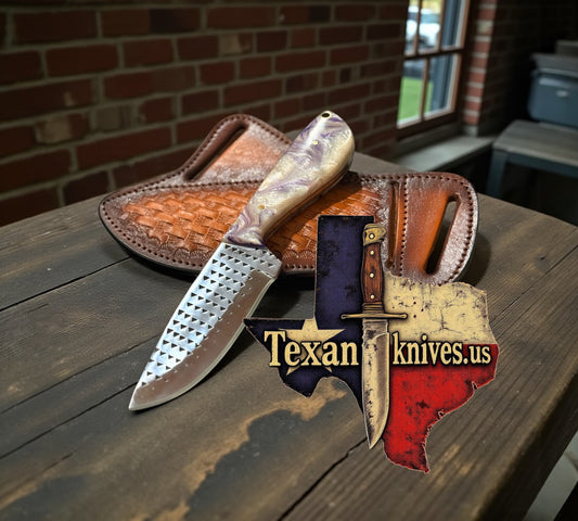 Cowboy Knife for Field Dressing – 4" Rasp Steel Blade & Epoxy Handle