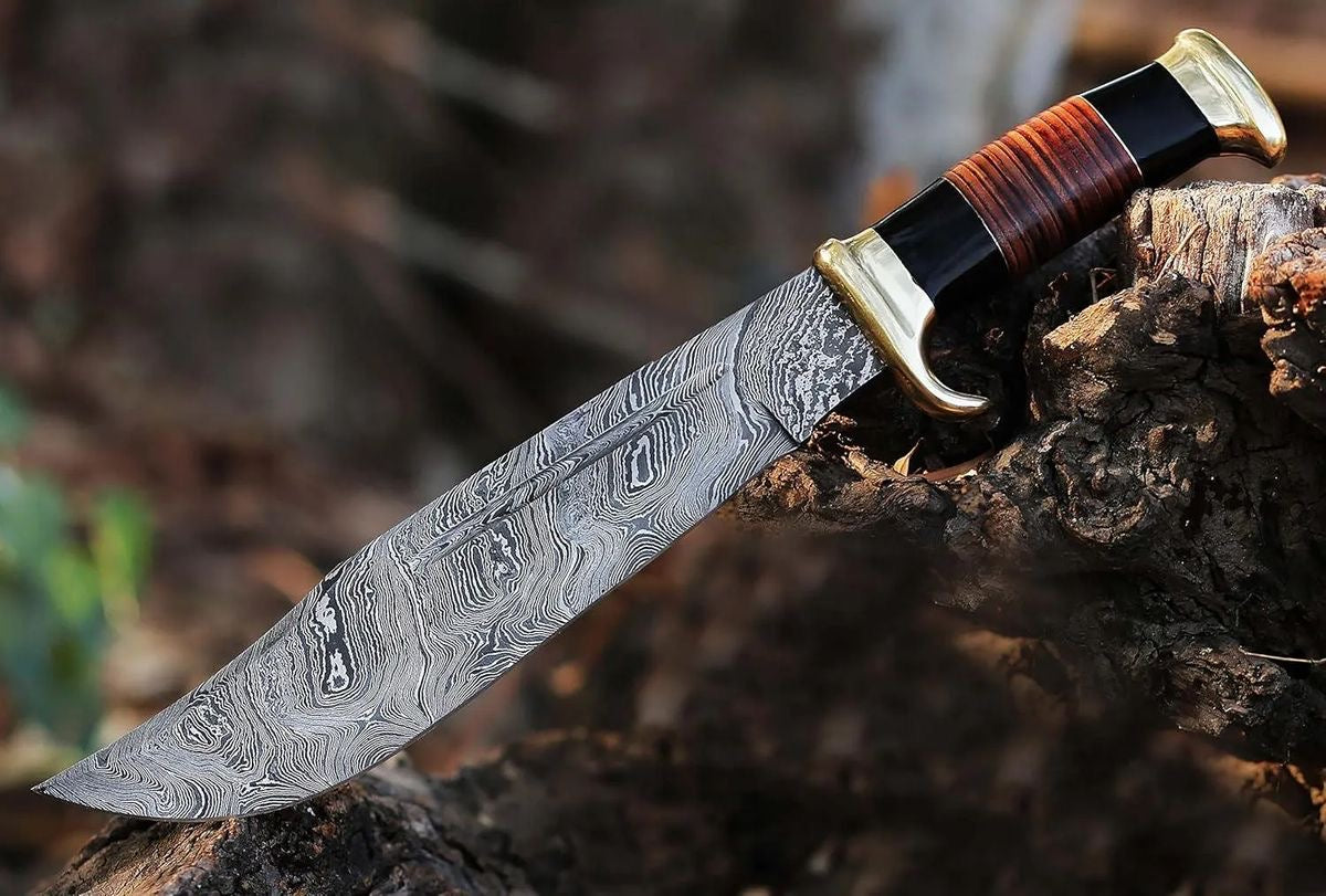 Crocodile Dundee’s 16" Damascus Bowie Knife – Hand-Forged Outback Legend with Leather Sheath