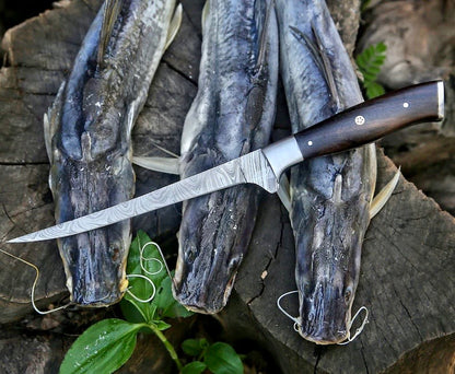 Custom Fillet Knife Featuring Rosewood Handle and Steel Bolster"