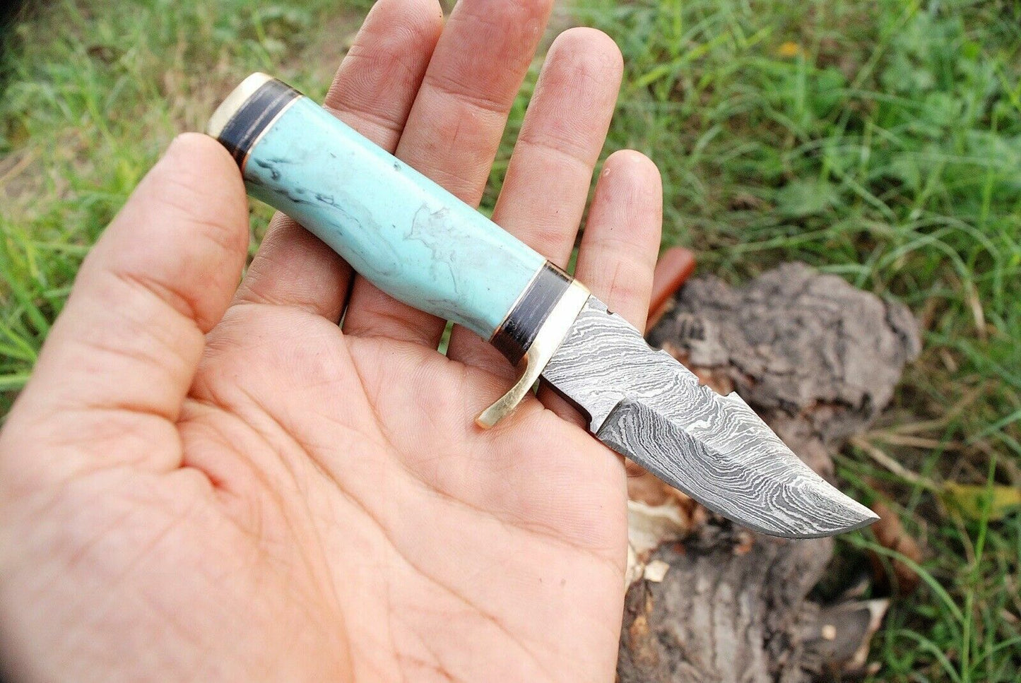 Custom Handmade Best Survival Knife with Damascus Steel Blade
