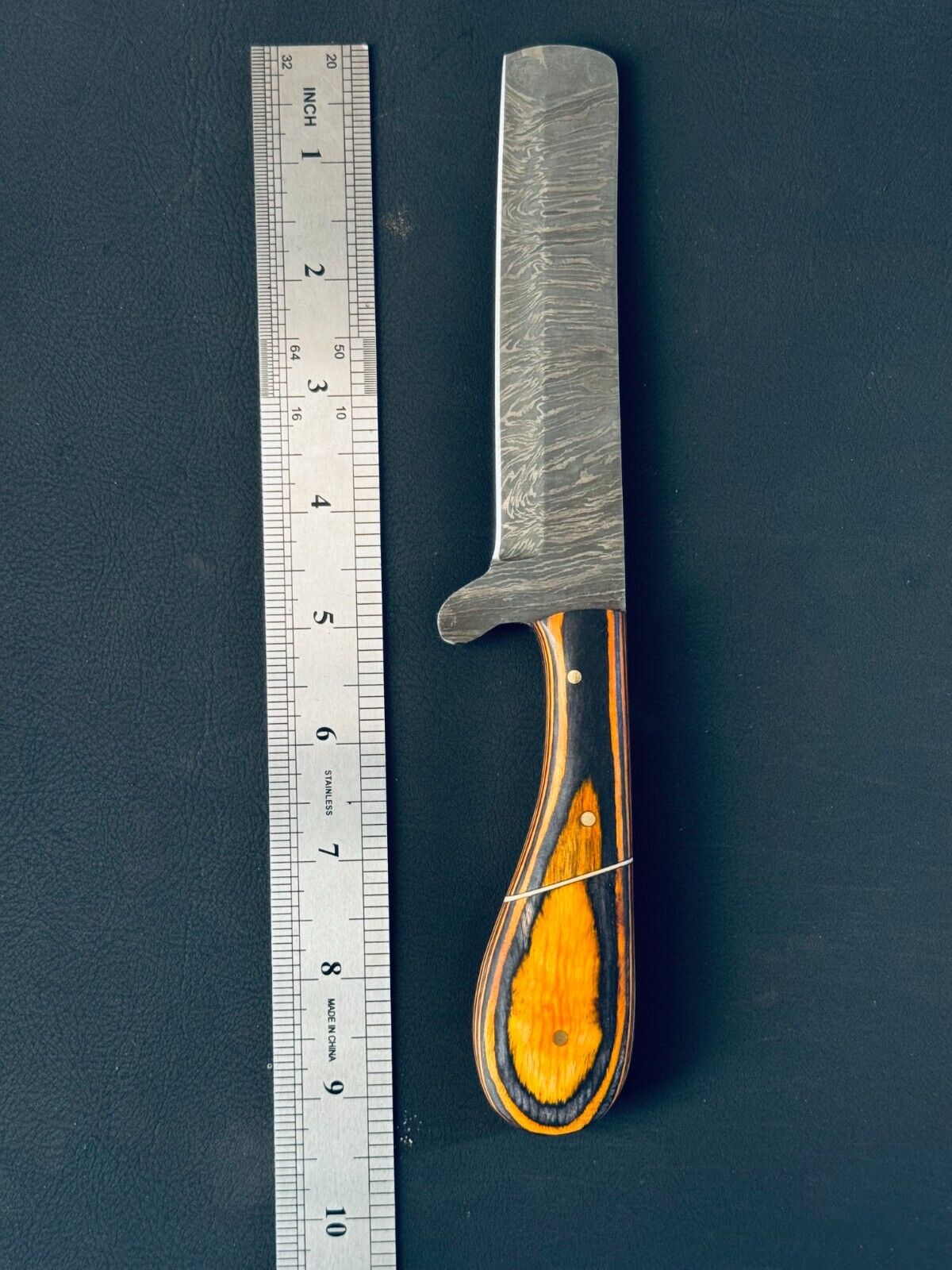 Custom Handmade Bull Cutter Knife with Leather Sheath