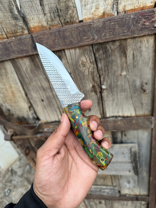 Custom Handmade Fixed Blade Cowboy Knife with Rasp Tool Steel Blade – Durable Outdoor Essential


