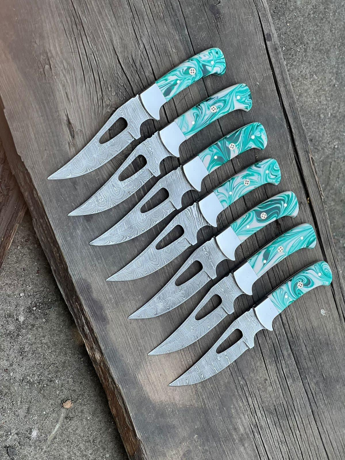 Custom Handmade Hunting Knife with 4-Inch Damascus Steel Blade, Resin Handle, and Steel Bolster - Perfect for Hunting and Outdoor Adventures