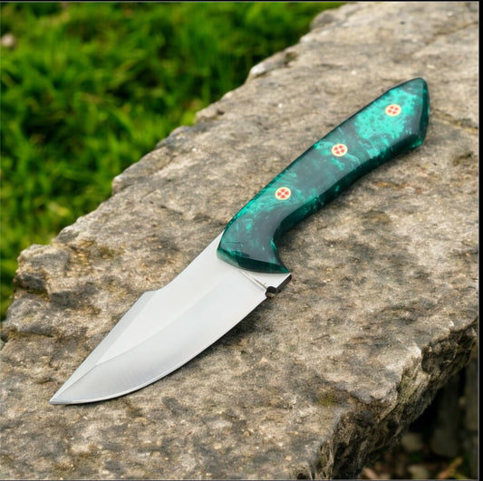 Premium Custom Handmade Western Cowboy Knife – J2 Steel Blade & Resin Handle with Leather Sheath









