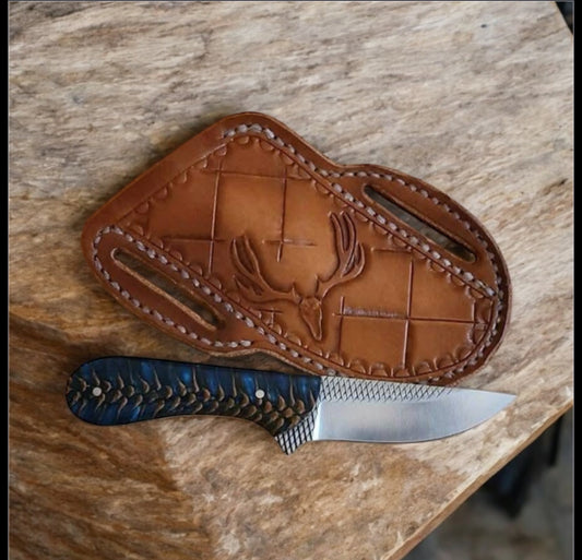 Custom Handmade Rasp Tool Belt Knife 8.5" – Pine Cone Handle & Leather Sheath