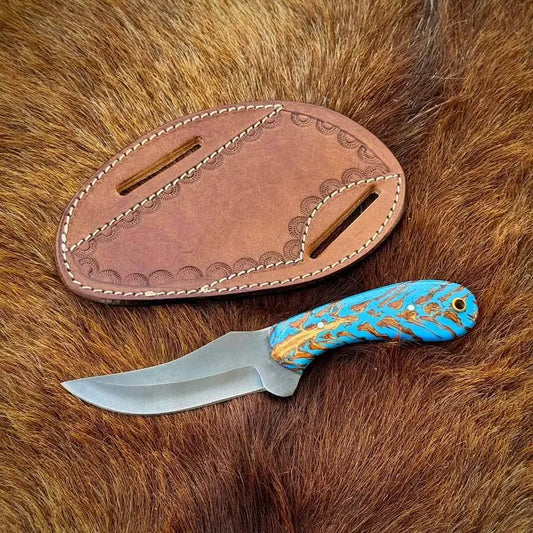 Winter-Edition Custom Handmade Western Knife – D2 Steel Blade & Pine Cone Handle

