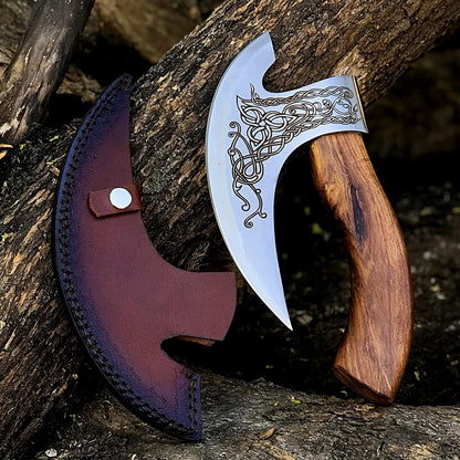 Custom wood-handled axe pizza cutter for pizza lovers