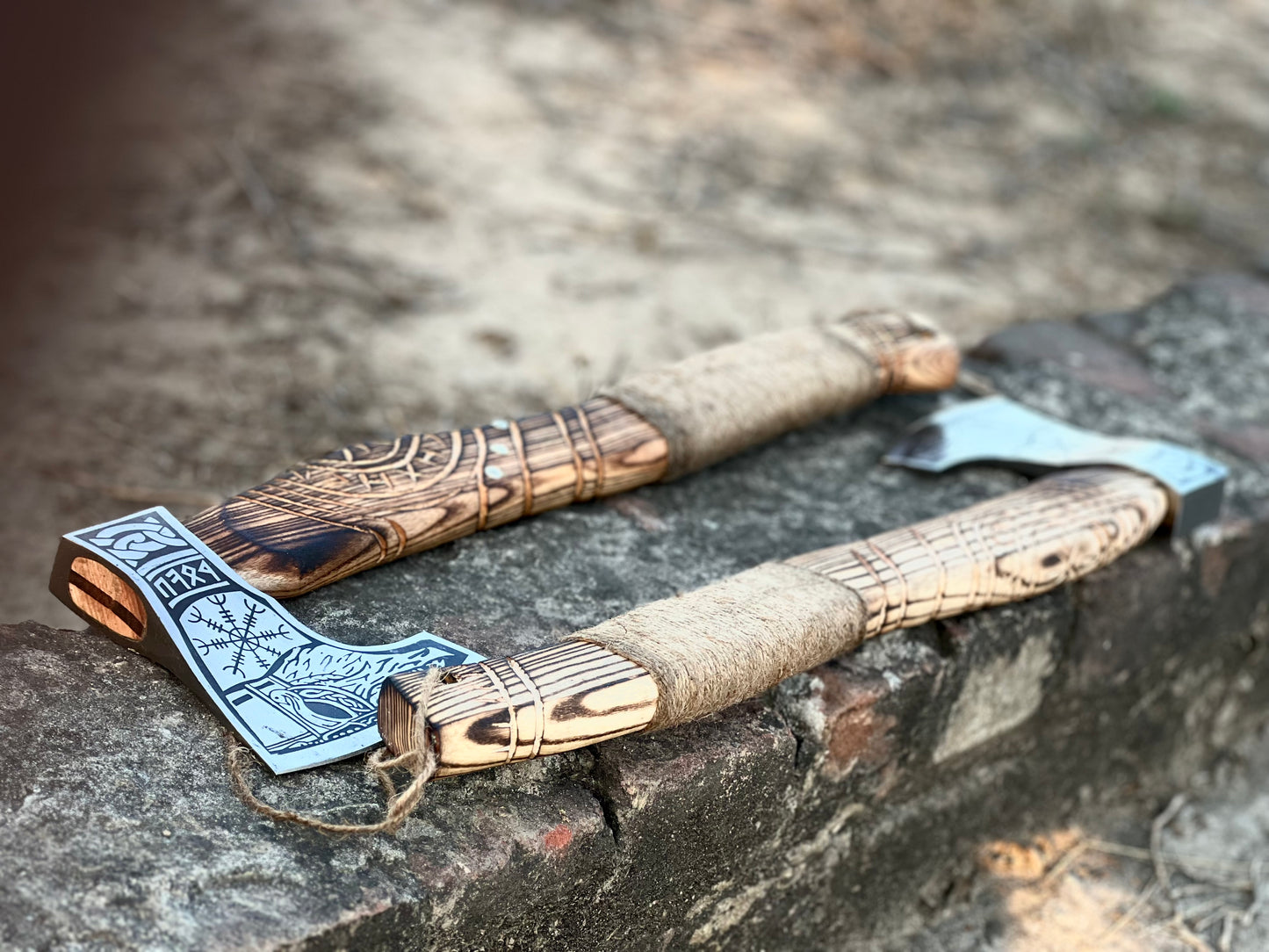 Viking Axe for Sale – 20” Hand-Forged High Carbon Steel Blade with Engraved Wooden Handle & Leather Sheath