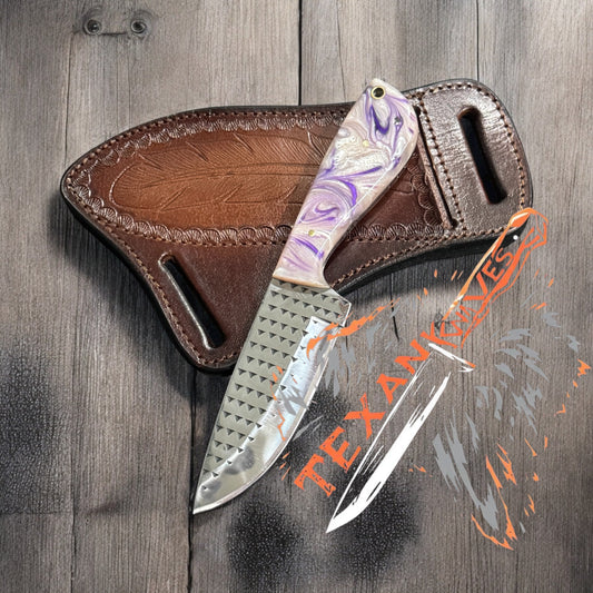 Best Cowboy Knife Brands – 8" Rasp Tool Steel Blade with Resin Handle & Pancake Sheath

