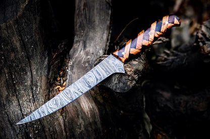 Fillet knife with 13-inch Damascus steel blade for sale