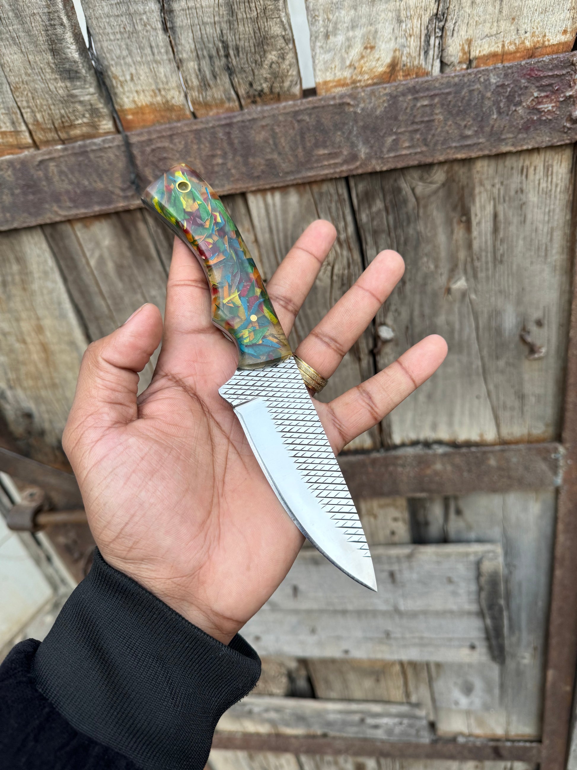 Hand-Forged Rasp Tool Steel Cowboy Knife with Belt Loop Case
