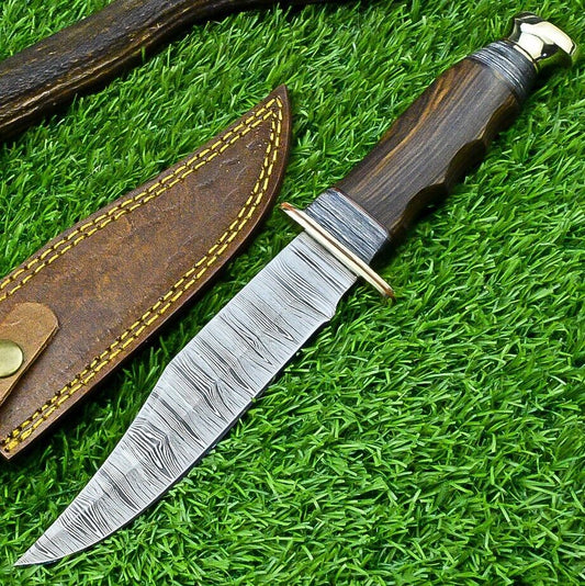 Handmade Western Boulder Colorado Knife with Damascus Steel Blade and Wenge Handle