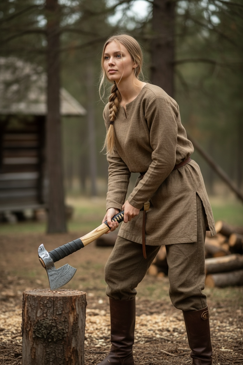 The “Viking’s Wrath” – Custom Handmade Viking Ax | Damascus Steel Blade & Ash Wood Handle