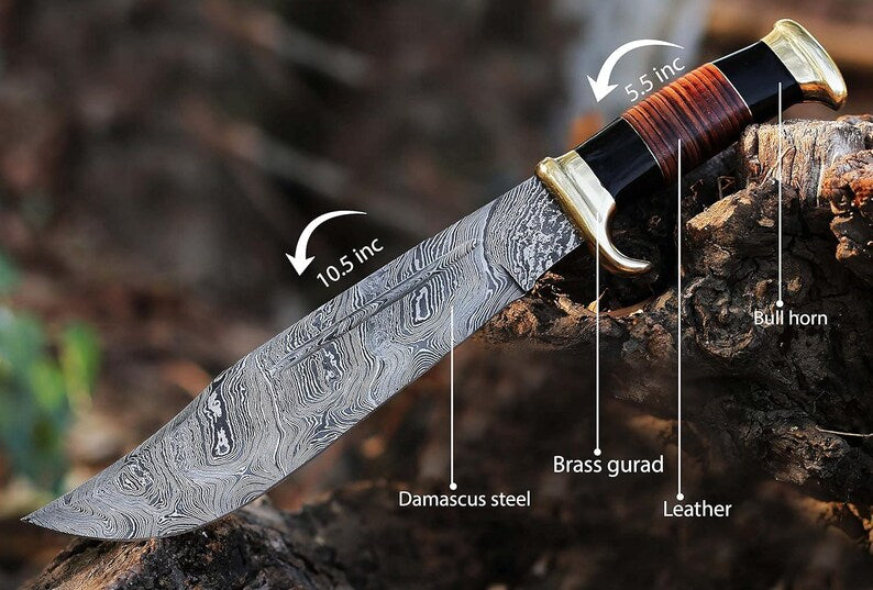 Crocodile Dundee’s 16" Damascus Bowie Knife – Hand-Forged Outback Legend with Leather Sheath