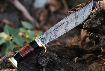 Crocodile Dundee’s 16" Damascus Bowie Knife – Hand-Forged Outback Legend with Leather Sheath