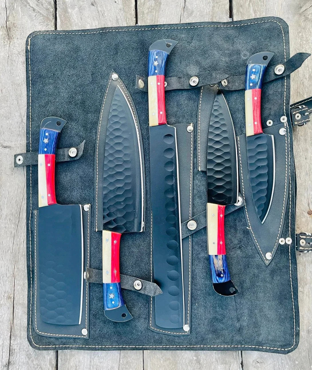 Knife sets for kitchen with 8-inch forged stainless steel blade, bone and pakkawood handle