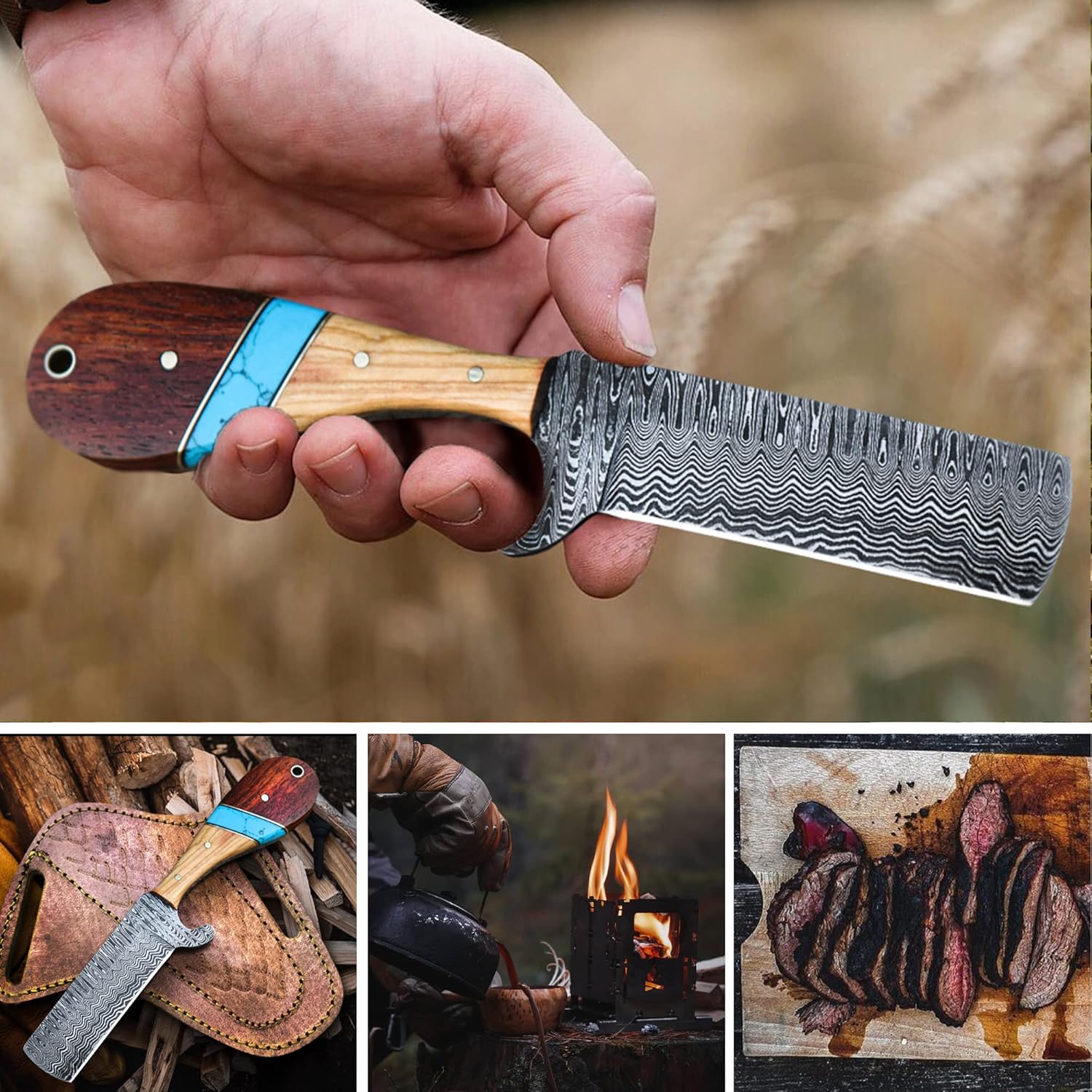 Custom Handmade Bull Cutters with Damascus Steel Blade – Ranch & Leatherwork Tool