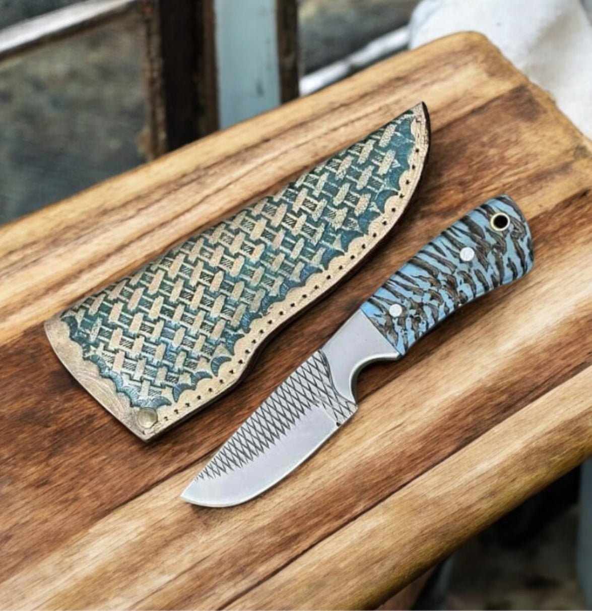 Ranch Cowboy Knives – Handmade Rasp Tool Blade with Pine Cone Handle 8"

