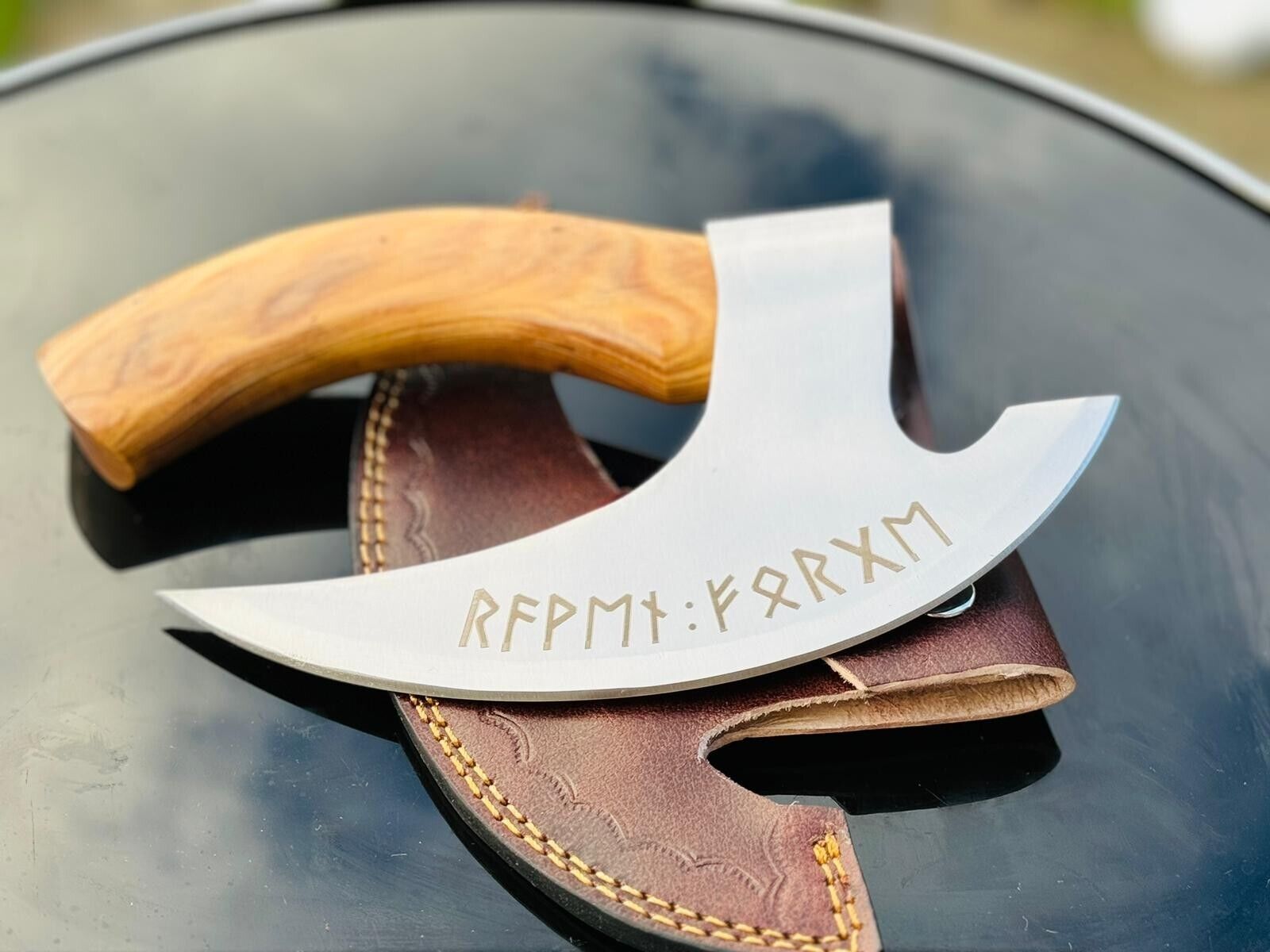 Vikings Pizza Cutter for Precision Slicing, Featuring Handmade Wooden Handle
