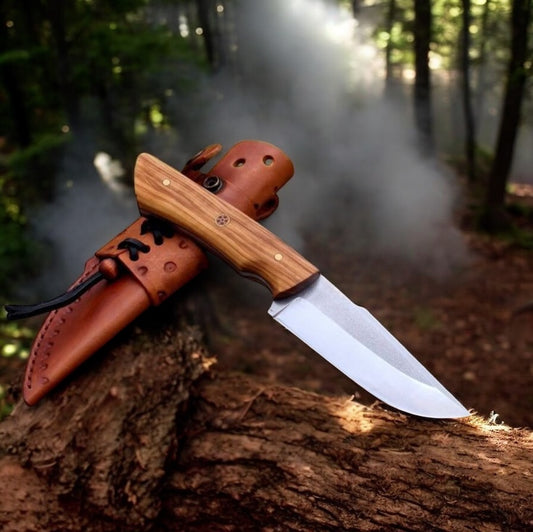 ✅ "Western Belt Knife with J2 Steel Blade and Olive Wood Handle – Premium Hunting Knife"


